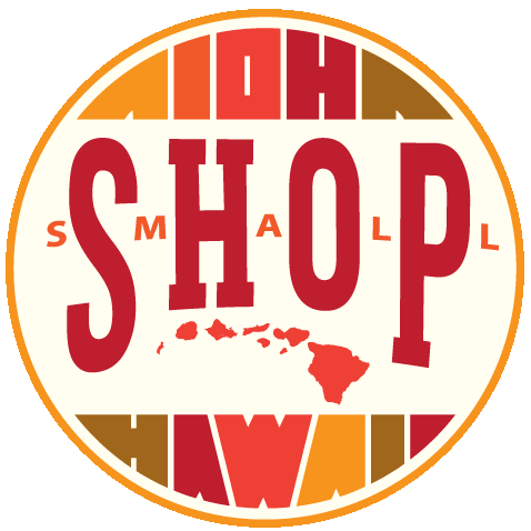 Red, yellow, and orange Shop Small badge